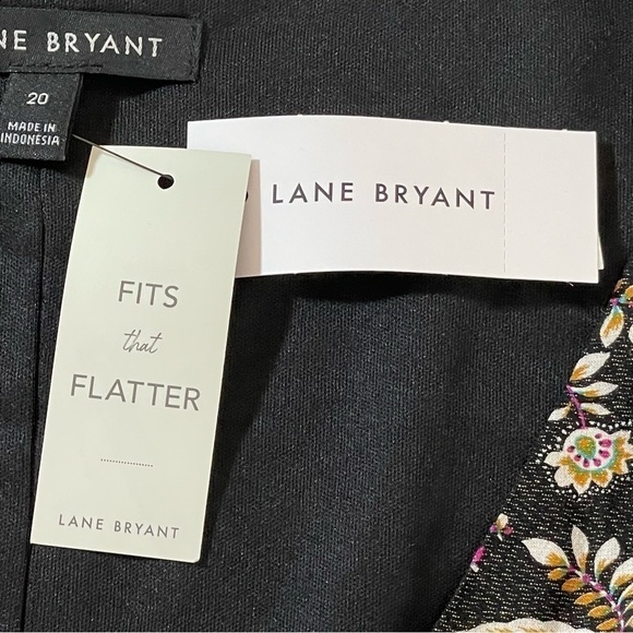 Lane Bryant Illusion Collection V Neck Top Black Botanical Print Size 20 L/S NWT - Picture 13 of 15
